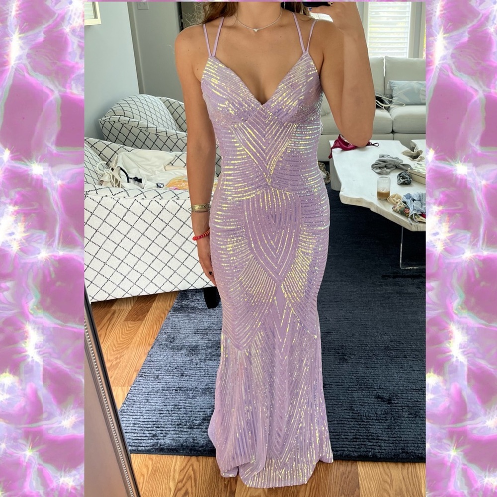 Long Elegant Violet Dress 
~Extremely flattering & body-shaping